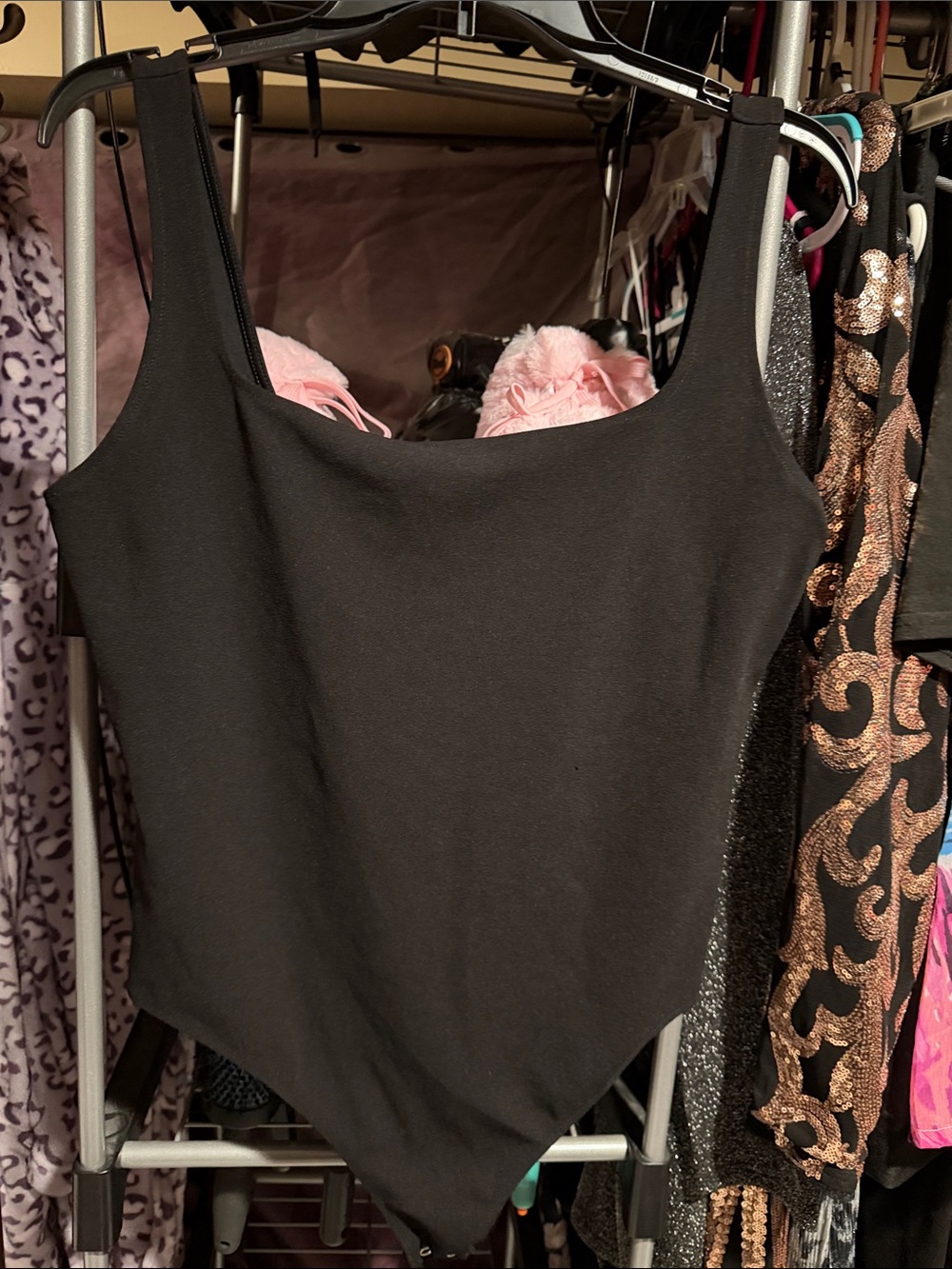 Express Sleek Black Scoop Neck Bodysuit